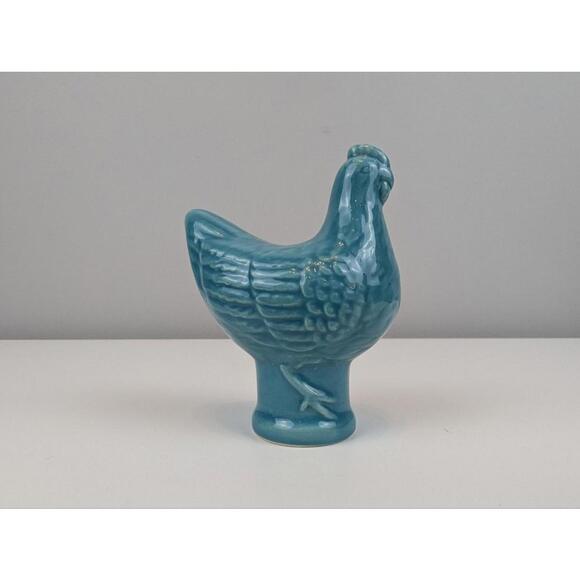Teal Blue Ceramic Chicken 3.5" Ceramic Chicken Figurine Decorative Collectible - Picture 2 of 8
